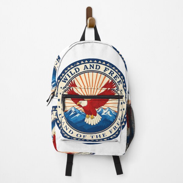 Item preview, Wild and free land of the free eagle badge patriotic American print designed and sold by icemanphotos.