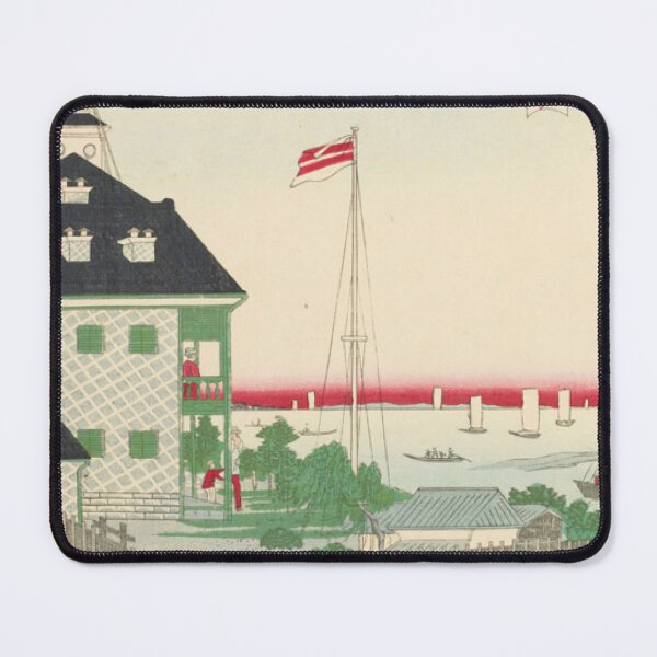 Item preview, Vintage Tokyo Meiji Era Ukiyo-e: Tsukiji Hotel and Coastal Harbor View designed and sold by vekotpu.