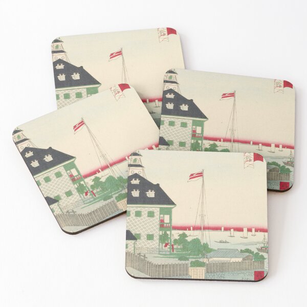 Item preview, Vintage Tokyo Meiji Era Ukiyo-e: Tsukiji Hotel and Coastal Harbor View designed and sold by vekotpu.
