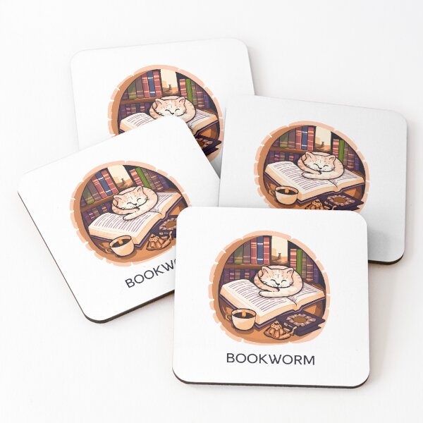 Item preview, Bookworm Cozy Cat Reading Sticker Illustration designed and sold by Kavya Art.