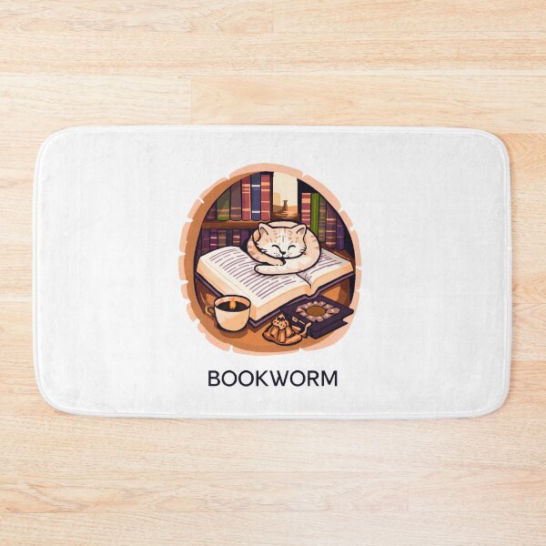 Item preview, Bookworm Cozy Cat Reading Sticker Illustration designed and sold by Kavya Art.