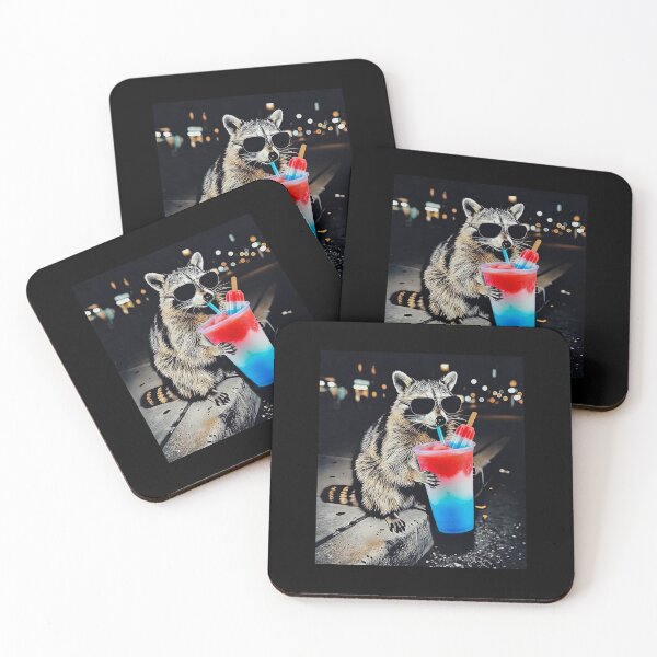 Item preview, 4th of July Raccoon Drinking Patriotic Slushie designed and sold by Hiwerelisa.