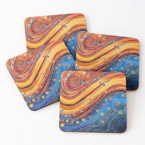 Item preview, Aboriginal Inspired Dot Art - Lava Flow In the Sea designed and sold by GrinGalore.