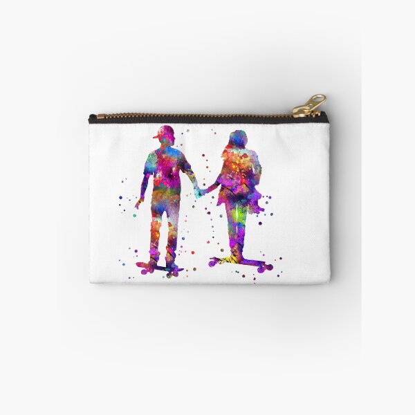 Item preview, Skateboarding teen couple, skateboarding, skatebord, skater, watercolor skater designed and sold by Rosaliartbook.