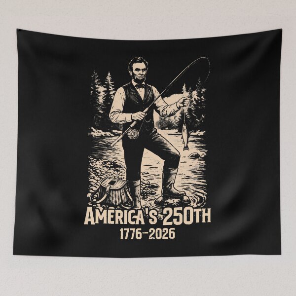 Item preview, Abraham Lincoln Fishing Funny Retro Vintage Fisherman designed and sold by Fereskabilon.