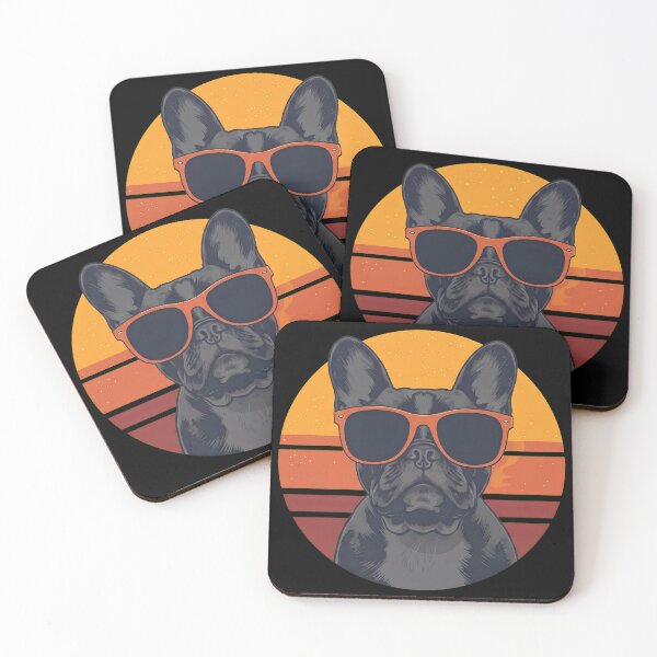Item preview, Cool French Bulldog Retro Sunset Shades Dog Tee designed and sold by StranHabesre51.