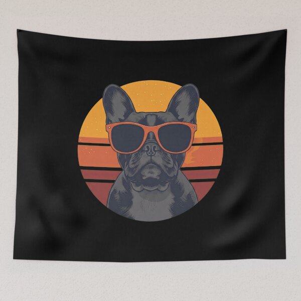 Item preview, Cool French Bulldog Retro Sunset Shades Dog Tee designed and sold by StranHabesre51.