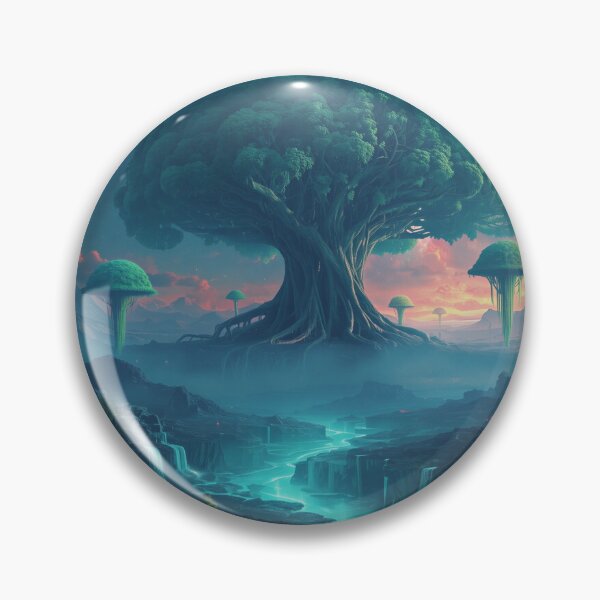 Item preview, Celestial World Tree Fantasy Sci-Fi Landscape designed and sold by Luminous Wilds.