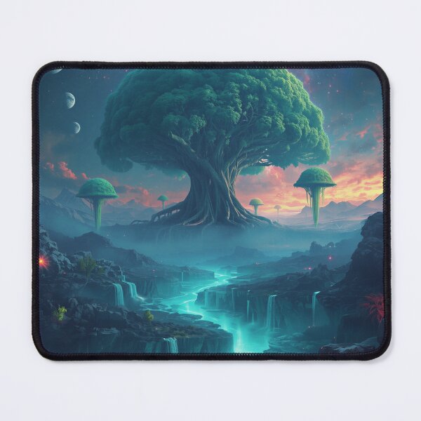 Item preview, Celestial World Tree Fantasy Sci-Fi Landscape designed and sold by Luminous Wilds.