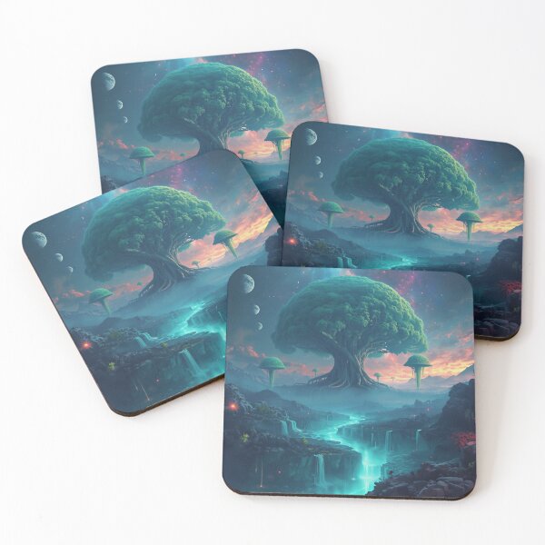 Item preview, Celestial World Tree Fantasy Sci-Fi Landscape designed and sold by Luminous Wilds.