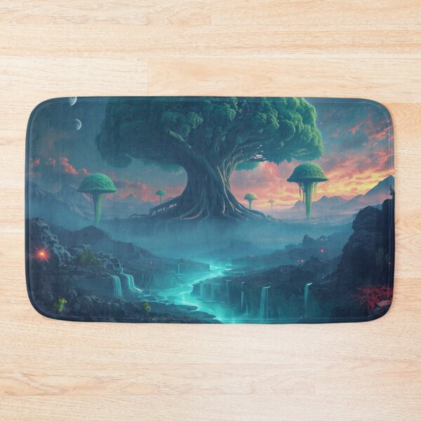Item preview, Celestial World Tree Fantasy Sci-Fi Landscape designed and sold by Luminous Wilds.