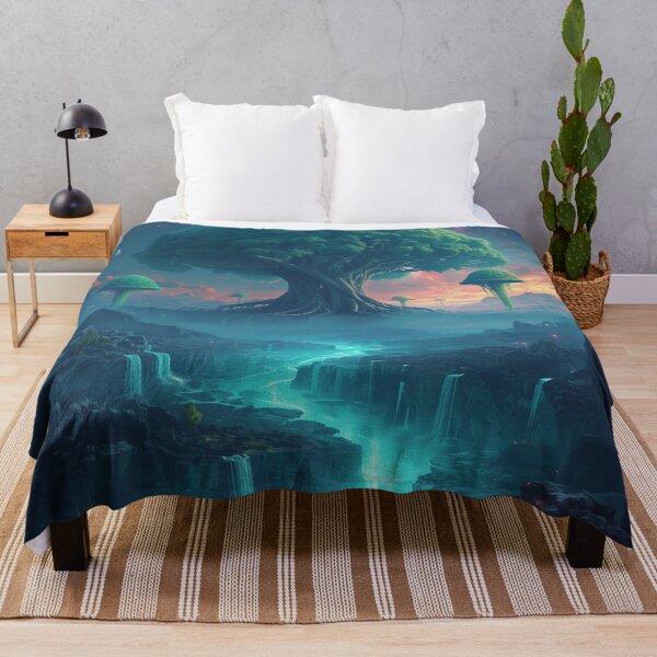 Item preview, Celestial World Tree Fantasy Sci-Fi Landscape designed and sold by Luminous Wilds.