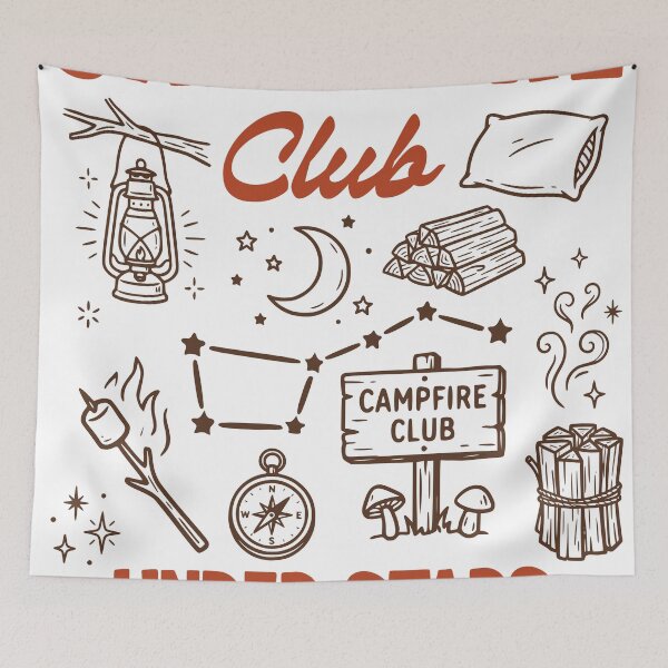 Artikelvorschau, Aufkleber „Campfire Club Under Stars“ entworfen und verkauft von TeeVerse27.