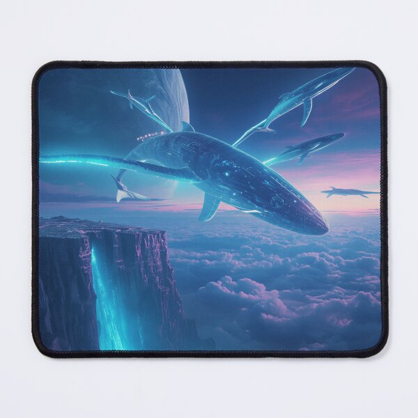 Item preview, Glowing Sky Whale Alien Fantasy Landscape designed and sold by Luminous Wilds.