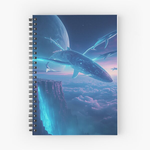 Item preview, Glowing Sky Whale Alien Fantasy Landscape designed and sold by Luminous Wilds.