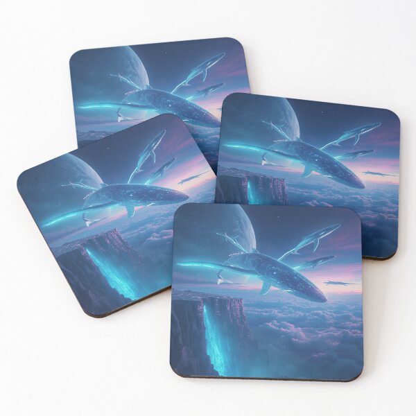 Item preview, Glowing Sky Whale Alien Fantasy Landscape designed and sold by Luminous Wilds.