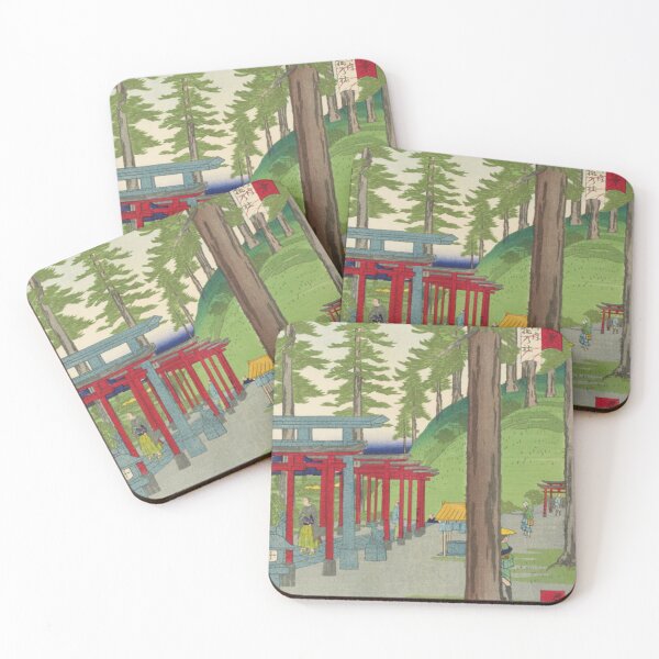 Item preview, Vintage Japanese Ukiyo-e Woodblock Print: Mystic Red Torii Gates at Shinto Shrine designed and sold by vekotpu.