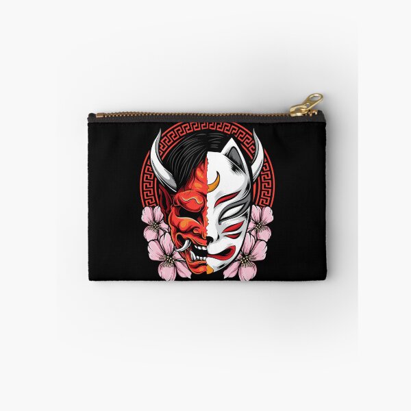 Item preview, Oni Kitsune Half Face Mask Sakura Japanese Demon Fox Duality Dark Art designed and sold by DERA RAY.