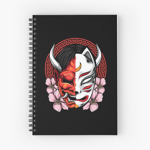 Item preview, Oni Kitsune Half Face Mask Sakura Japanese Demon Fox Duality Dark Art designed and sold by DERA RAY.