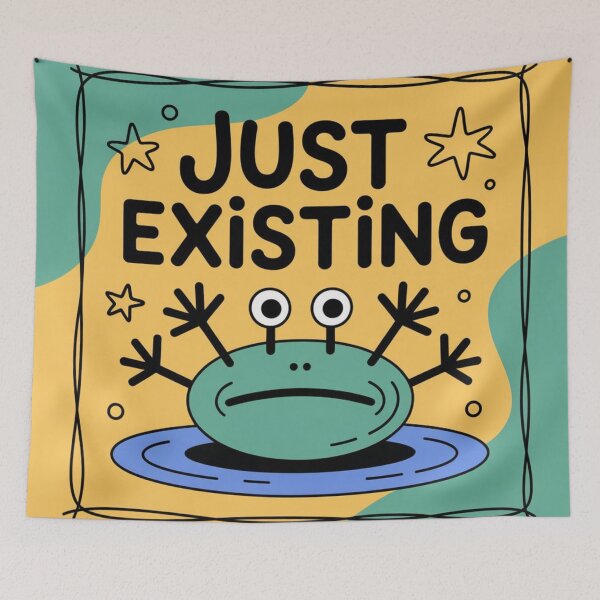 Item preview, Just Existing Frog Sticker | Funny Goblincore Ugly Cute Die Cut Sticker for Laptop ,Water Bottle designed and sold by CrystalCove11.