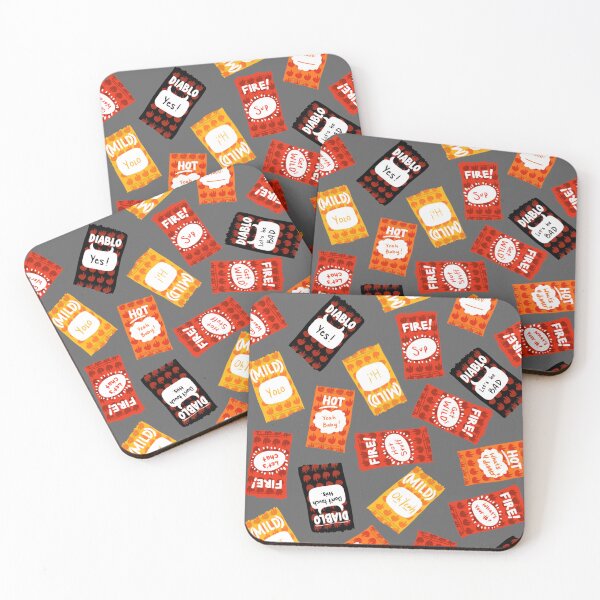 Item preview, Taco Bell sauces! Diablo, fire, hot and mild. On dark grey. designed and sold by katerosestudios.