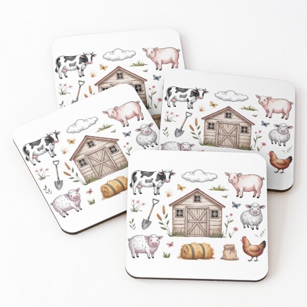 Item preview, Whimsical Farm Animal Sticker Set Art - Cottagecore Barnyard Friends and Rustic Scenery Collection designed and sold by Picasfarmer.