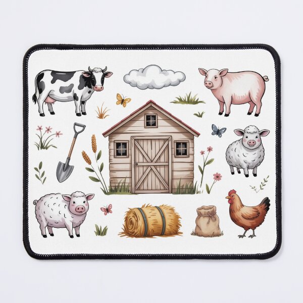 Item preview, Whimsical Farm Animal Sticker Set Art - Cottagecore Barnyard Friends and Rustic Scenery Collection designed and sold by Picasfarmer.