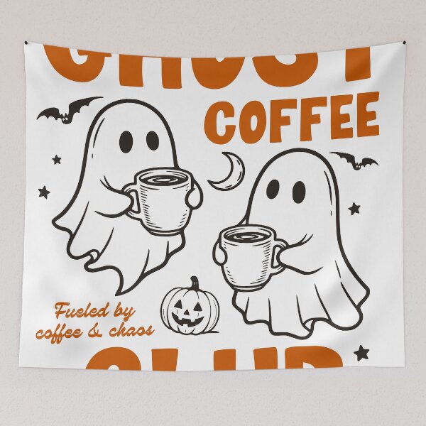 Item preview, Ghost Coffee Club Sticker, Fueled By Coffee Chaos designed and sold by TeeVerse27.