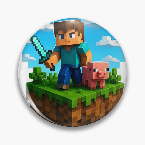 Item preview, Cute Classic Steve with Diamond Sword and Pig Sticker designed and sold by AgnesB77.