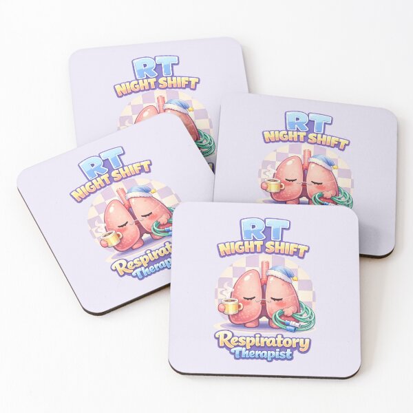 Item preview, RT Night Shift Respiratory Therapist Clock – Cute Sleepy Lungs Coffee Mascot POD Design designed and sold by ClinicalHubs.