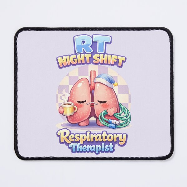 Item preview, RT Night Shift Respiratory Therapist Clock – Cute Sleepy Lungs Coffee Mascot POD Design designed and sold by ClinicalHubs.