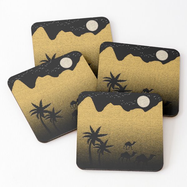 Item preview, Golden Desert Night Camel Silhouette Landscape Art designed and sold by PixelParinda.