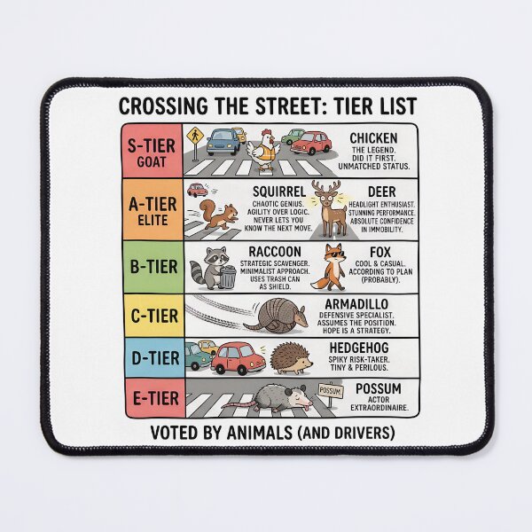 Item preview, Animal crossing the street: Tier list. Funny theme with a chicken designed and sold by AleksanderLamek.