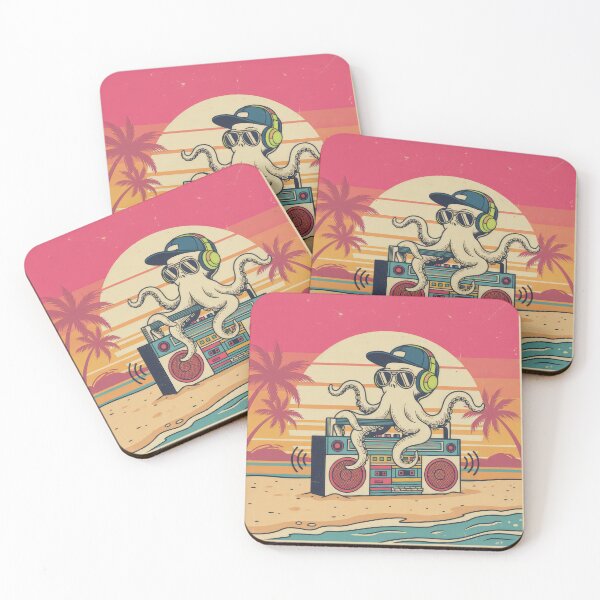 Item preview, Retro DJ Octopus Boombox Vintage 80s Sunset Beach Graphic designed and sold by InkRebelprint.