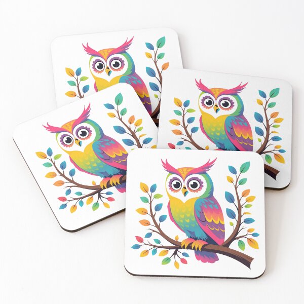 Item preview, Colorful Whimsical Owl on a Branch Illustration designed and sold by NuniDesigns.