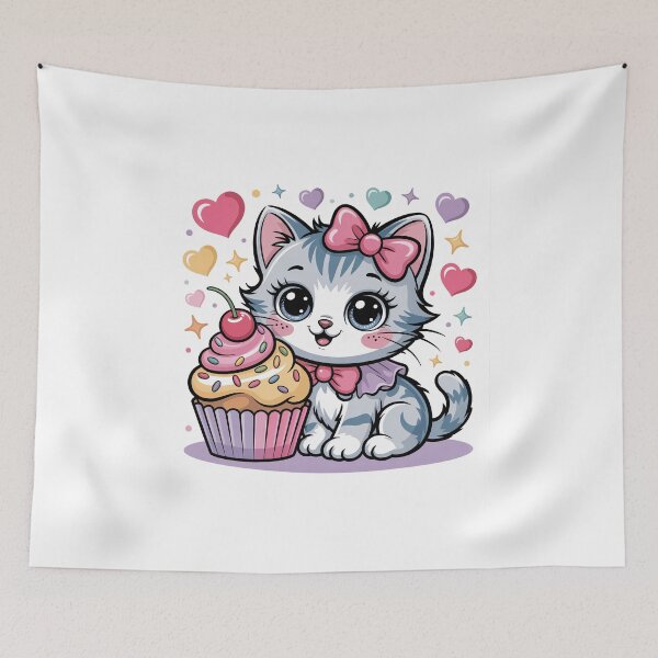 Item preview, Cute Kitten with Cupcake designed and sold by jkrphoto.