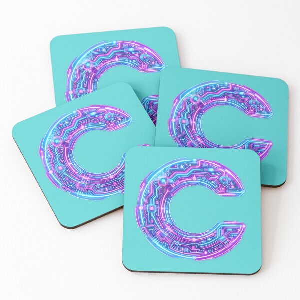 Item preview, Letter C Cyberpunk Neon Circuit Board Initial Art — Tech Gift Sticker designed and sold by irfanshikh.