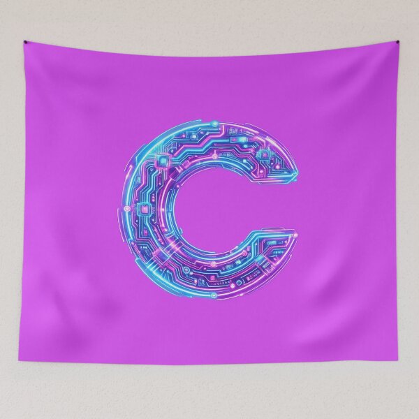 Item preview, Letter C Cyberpunk Neon Circuit Board Initial Art — Tech Gift Sticker designed and sold by irfanshikh.