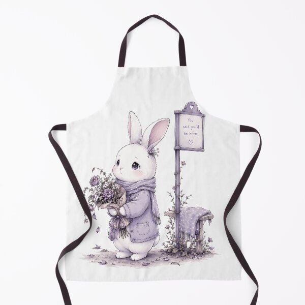 Item preview, Cute Bunny Waiting in Purple Coat - Sad Pastel Lilac Aesthetic designed and sold by ChubbyGoong.