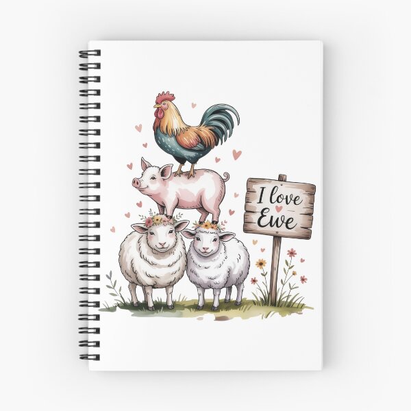 Item preview, Whimsical Faux Watercolor I Love Ewe Farm Art - Cute Barnyard Animals Stack Design designed and sold by Picasfarmer.