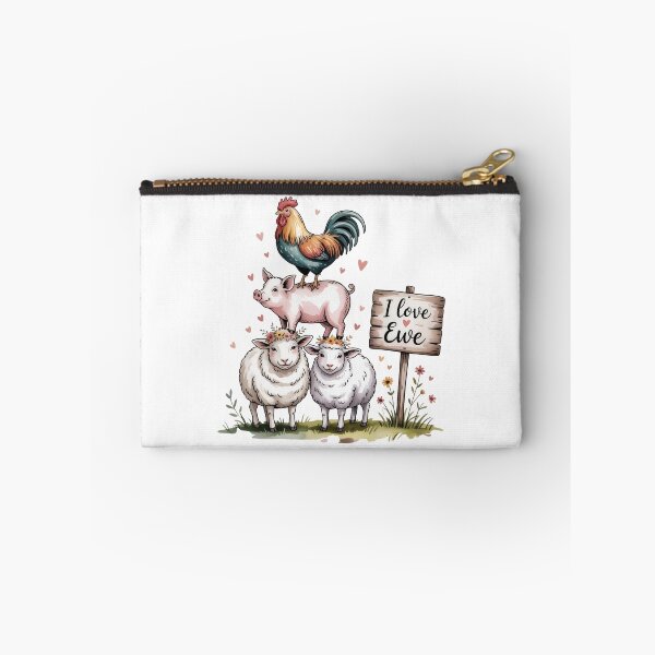Item preview, Whimsical Faux Watercolor I Love Ewe Farm Art - Cute Barnyard Animals Stack Design designed and sold by Picasfarmer.