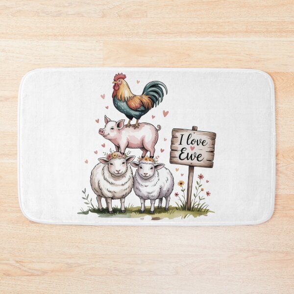 Item preview, Whimsical Faux Watercolor I Love Ewe Farm Art - Cute Barnyard Animals Stack Design designed and sold by Picasfarmer.