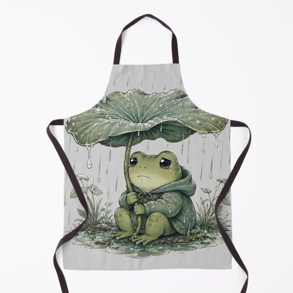 Item preview, Cute Frog in Hoodie under Leaf Rain - Sad Kawaii Goblincore designed and sold by ChubbyGoong.