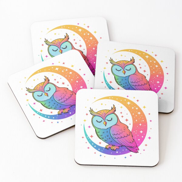Item preview, Magical Rainbow Owl on Crescent Moon designed and sold by NuniDesigns.