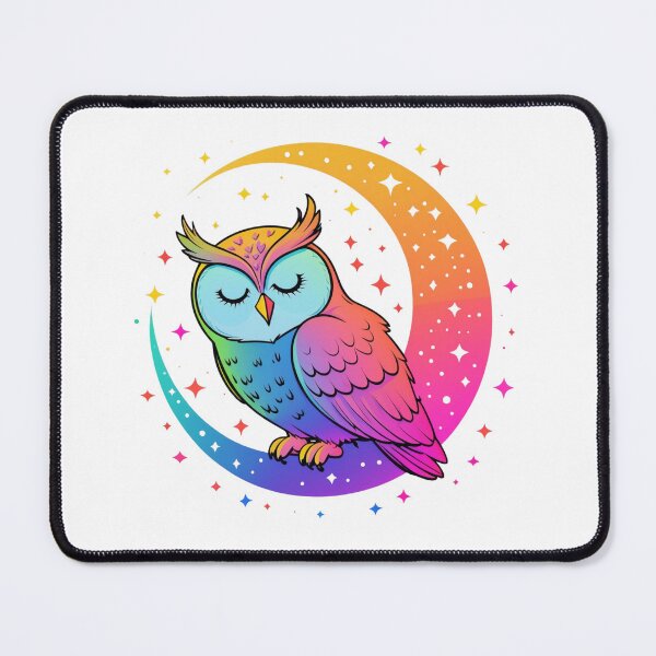 Item preview, Magical Rainbow Owl on Crescent Moon designed and sold by NuniDesigns.