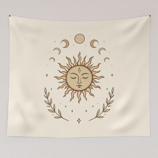 Item preview, Midsummer sun with moon phases Litha Boho Art designed and sold by Christine Krahl.