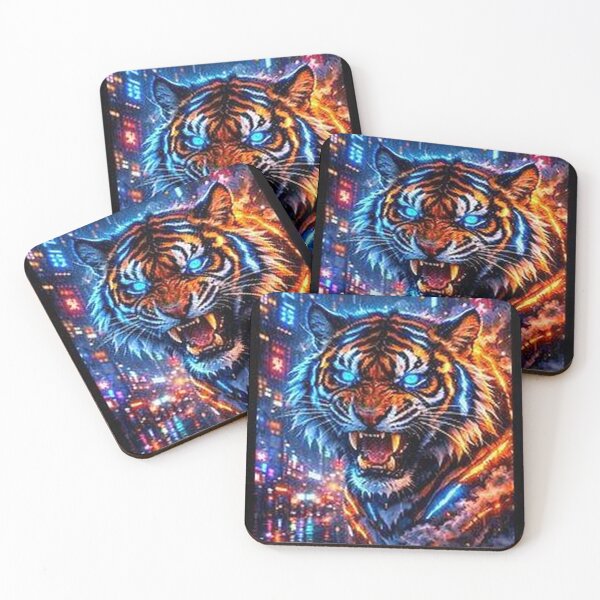 Item preview, Cyberpunk Neon Tiger – Neo Tokyo Blue Eyes Beast designed and sold by Neo Tokio.