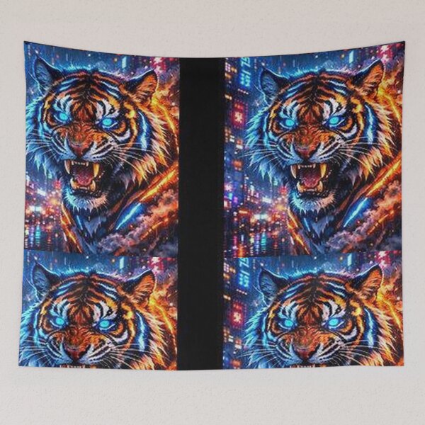 Item preview, Cyberpunk Neon Tiger – Neo Tokyo Blue Eyes Beast designed and sold by Neo Tokio.