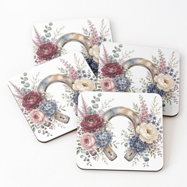 Item preview, Floral Horseshoe Watercolor Art designed and sold by PetalGarden.