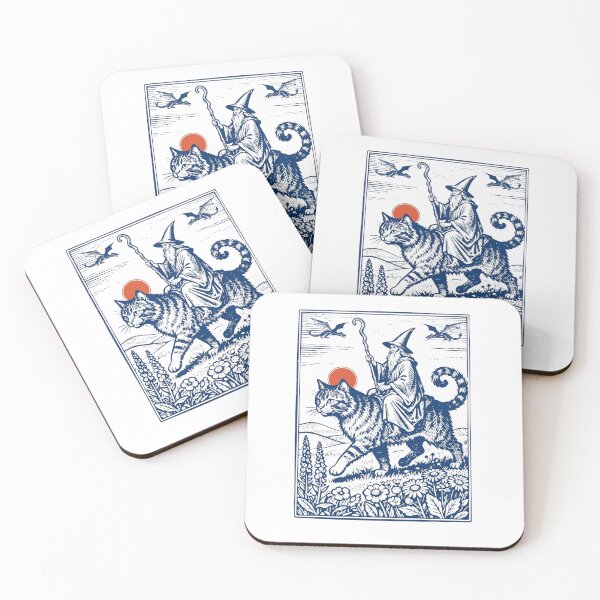 Item preview, Wizard Riding Giant Cat Illustration designed and sold by Colorful-Garden.
